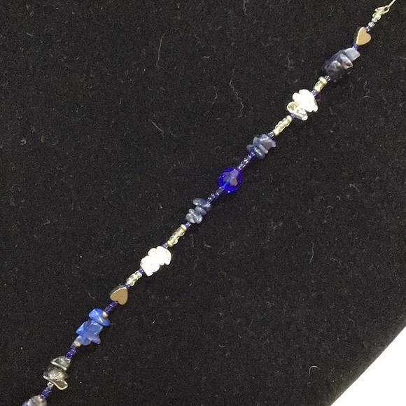 Blue & white beads & chips 30” counterweight extender - Picture 3 of 7